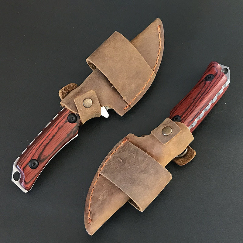 Liome 15017 Strumento tascabile EDC con manico in legno rosso-marrone