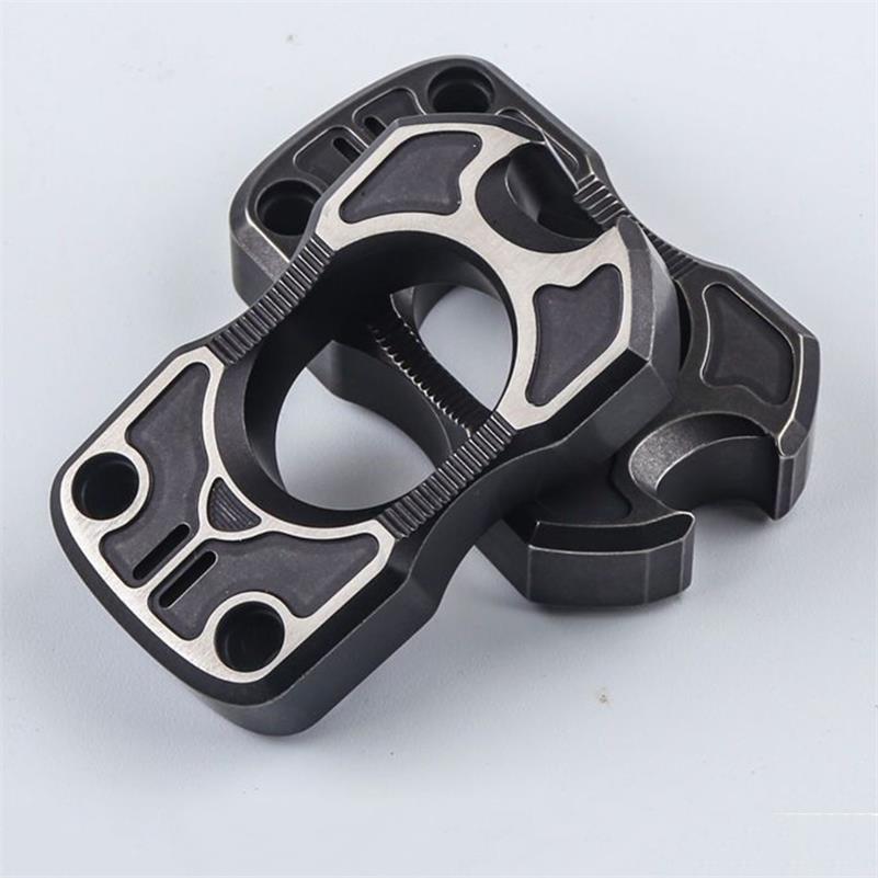 Single Finger TC4 Titanium Black Mini Bottle Outdoor EDC Tool