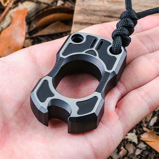 Mini Apribottiglie EDC da Esterno in Titanio TC4 Nero a Dito Singolo
