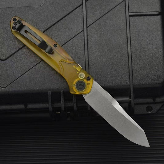 BM9400 PEA Transparent Handle D2 Steel Outdoor Portable Tool