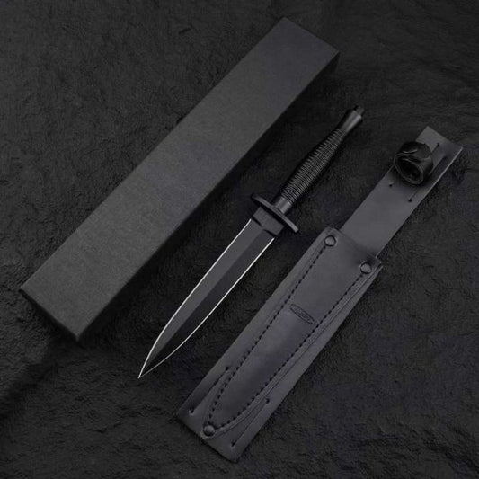 AUS‑10 All‑Steel 60HRC Leather‑Sheath Outdoor EDC Utility Tool