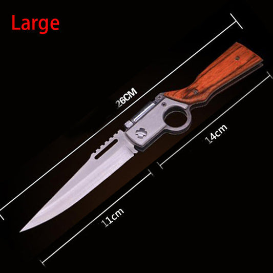 Wood‑Textured Handle Folding Hobby Collectible Pocket Decor Tool