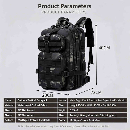 Camouflage 3P Outdoor Backpack, Hiking Travel Daypack