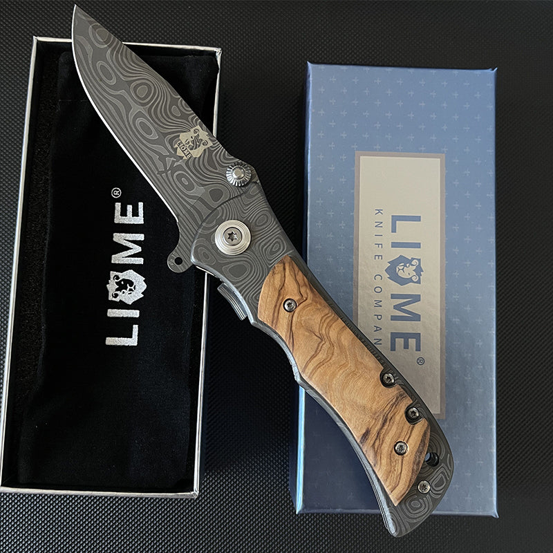 Liome 339 Damast Taschenklappmesser Outdoor EDC Werkzeug