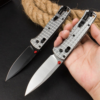 BM535 Bk-4 Checkered Aluminum Handle D2 Outdoor Folding Tool