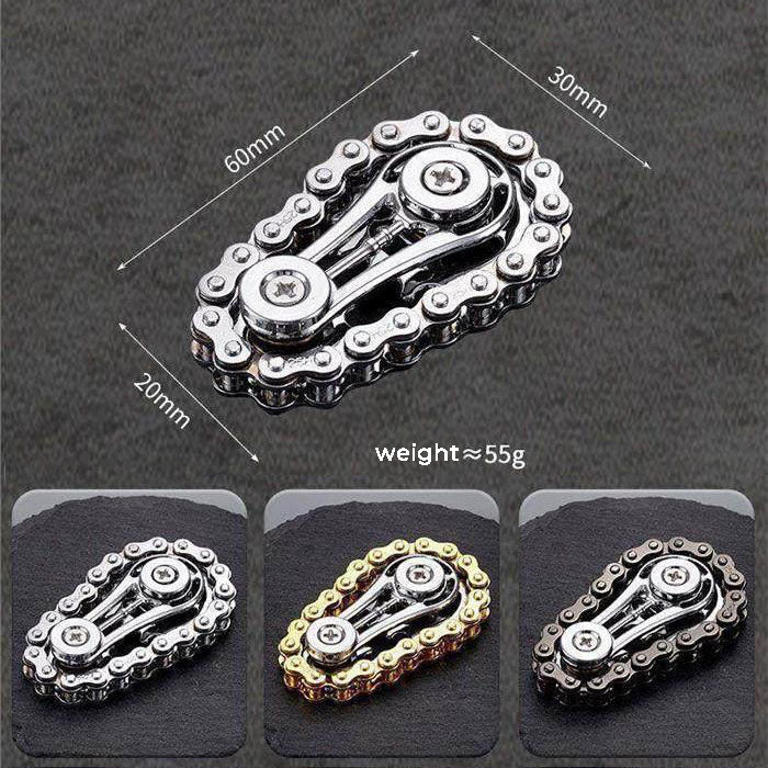 Chain Gear Gyroscope size view zinc alloy fidget spinner dimension 60x30mm desk EDC collectible toy