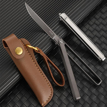 Klappgriff-Outdoor-Taschenwerkzeug mit Lederetui