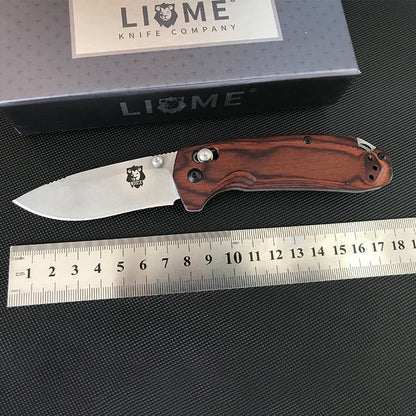 Liome 15031 Wood Handle Stonewash Folding Pocket EDC Tool