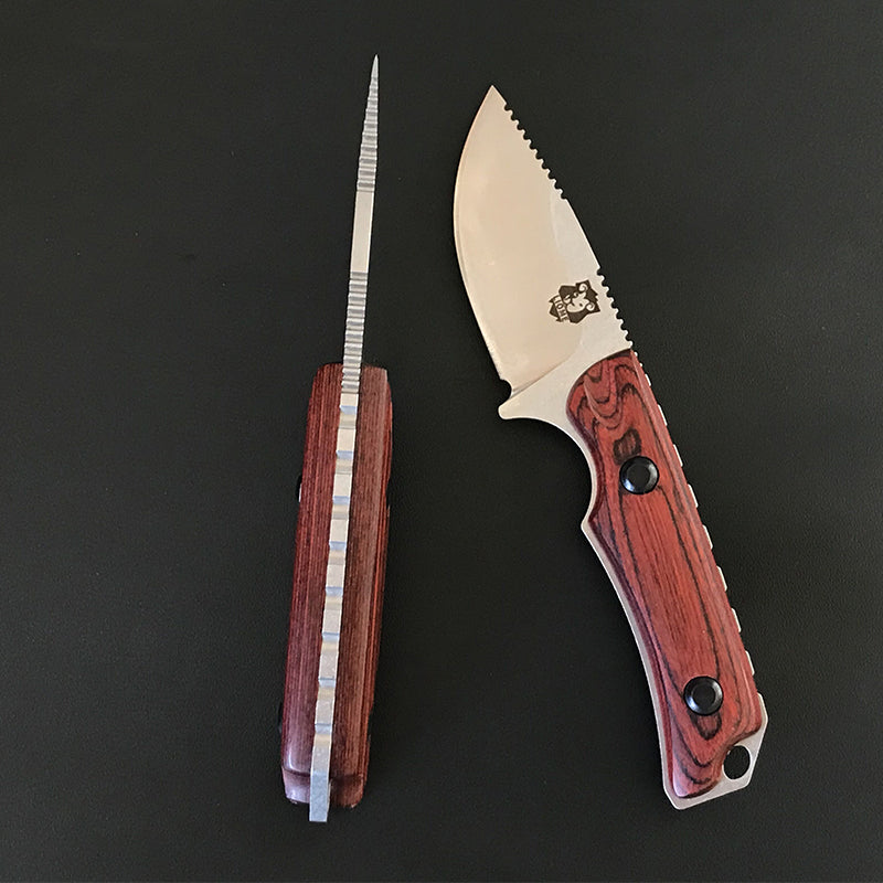 Liome 15017 Strumento tascabile EDC con manico in legno rosso-marrone