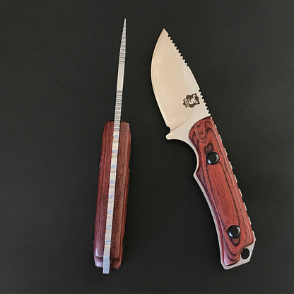 Liome 15017 Strumento tascabile EDC con manico in legno rosso-marrone