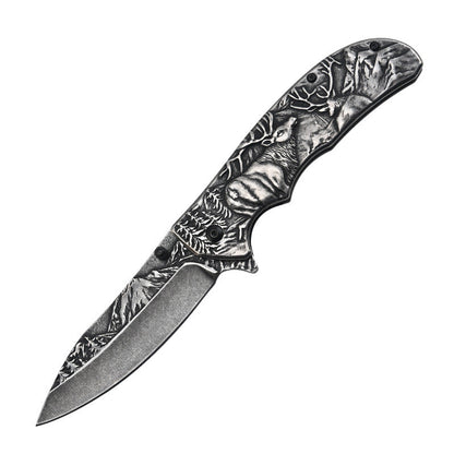 Embossed Deer Handle Folding Outdoor Pocket Colorful Tool