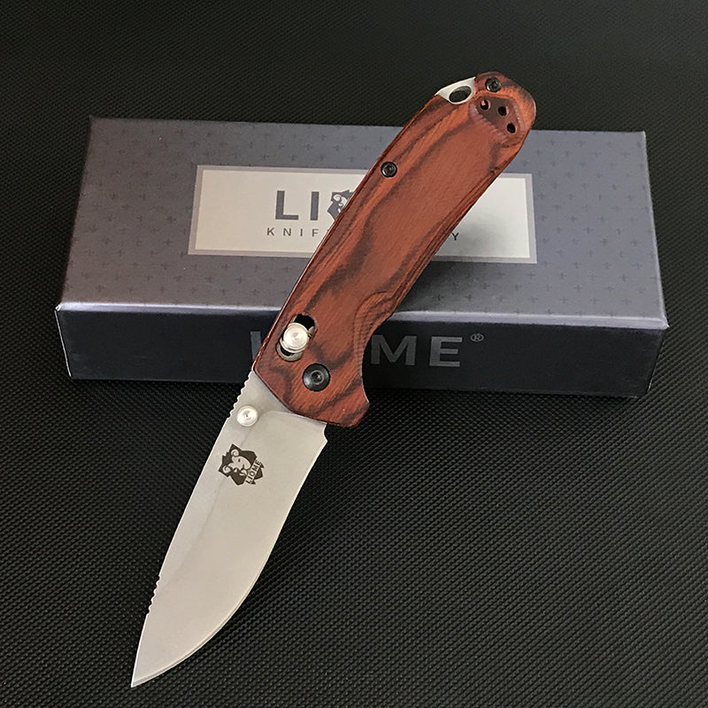 Liome 15031 Wood Handle Stonewash Folding Pocket EDC Tool