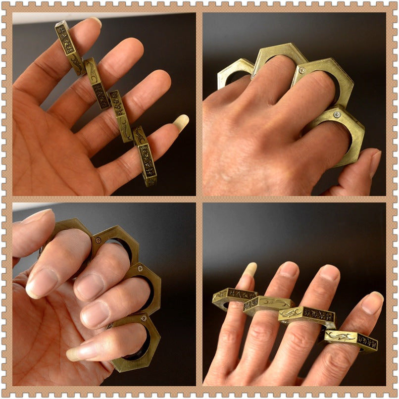 Folding Hexagon‑Style Zinc Alloy EDC Hobby Collectible Ring