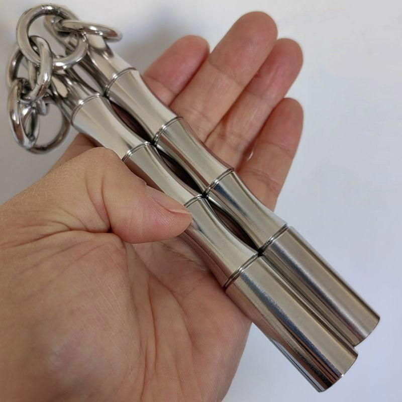 304‑Stainless‑Steel Mini Dual‑Stick Martial Arts Practice Prop