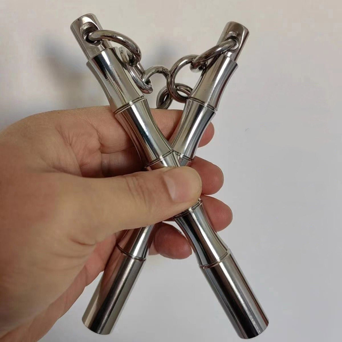 304‑Stainless‑Steel Mini Dual‑Stick Martial Arts Practice Prop