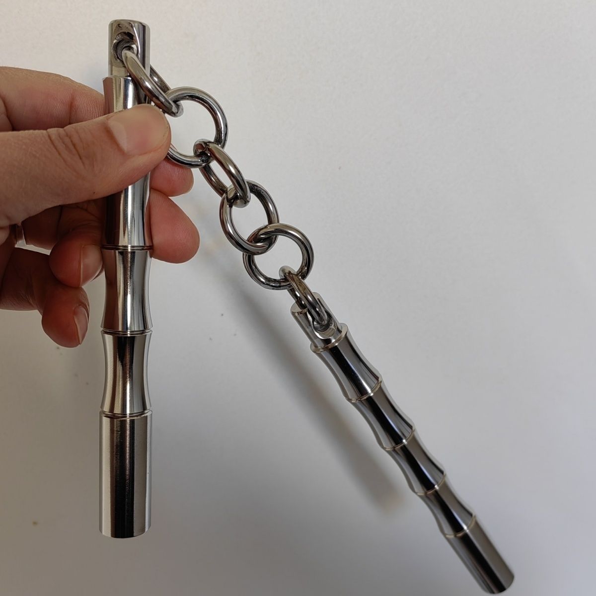 304‑Stainless‑Steel Mini Dual‑Stick Martial Arts Practice Prop
