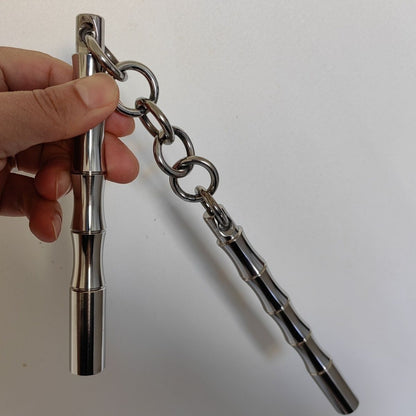 304‑Stainless‑Steel Mini Dual‑Stick Martial Arts Practice Prop