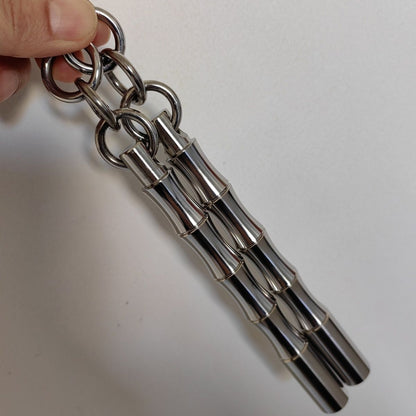 304‑Stainless‑Steel Mini Dual‑Stick Martial Arts Practice Prop