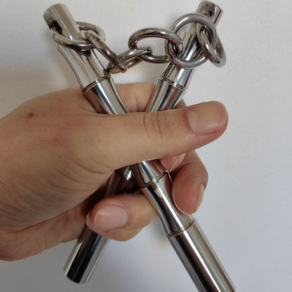 304‑Stainless‑Steel Mini Dual‑Stick Martial Arts Practice Prop