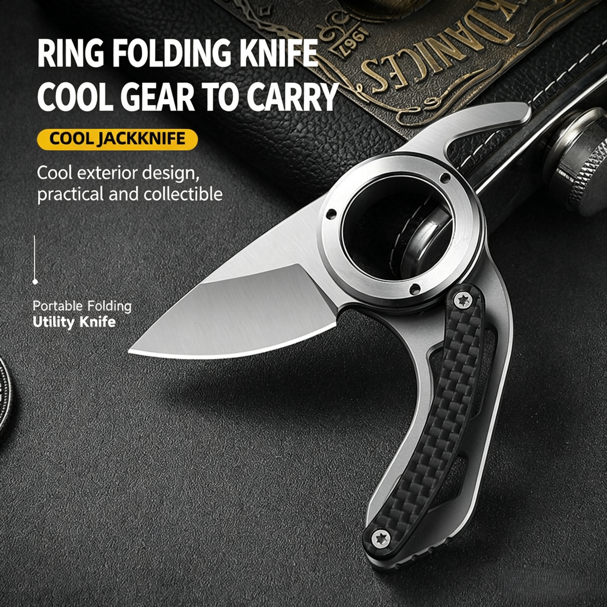 Mini finger ring folding knife EDC portable utility pocket knife G10 handle outdoor carry gear
