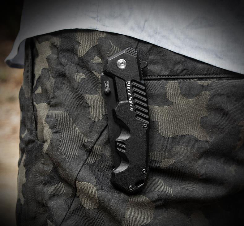 Portable Folding Outdoor Black Pocket Tool Large and Small Size