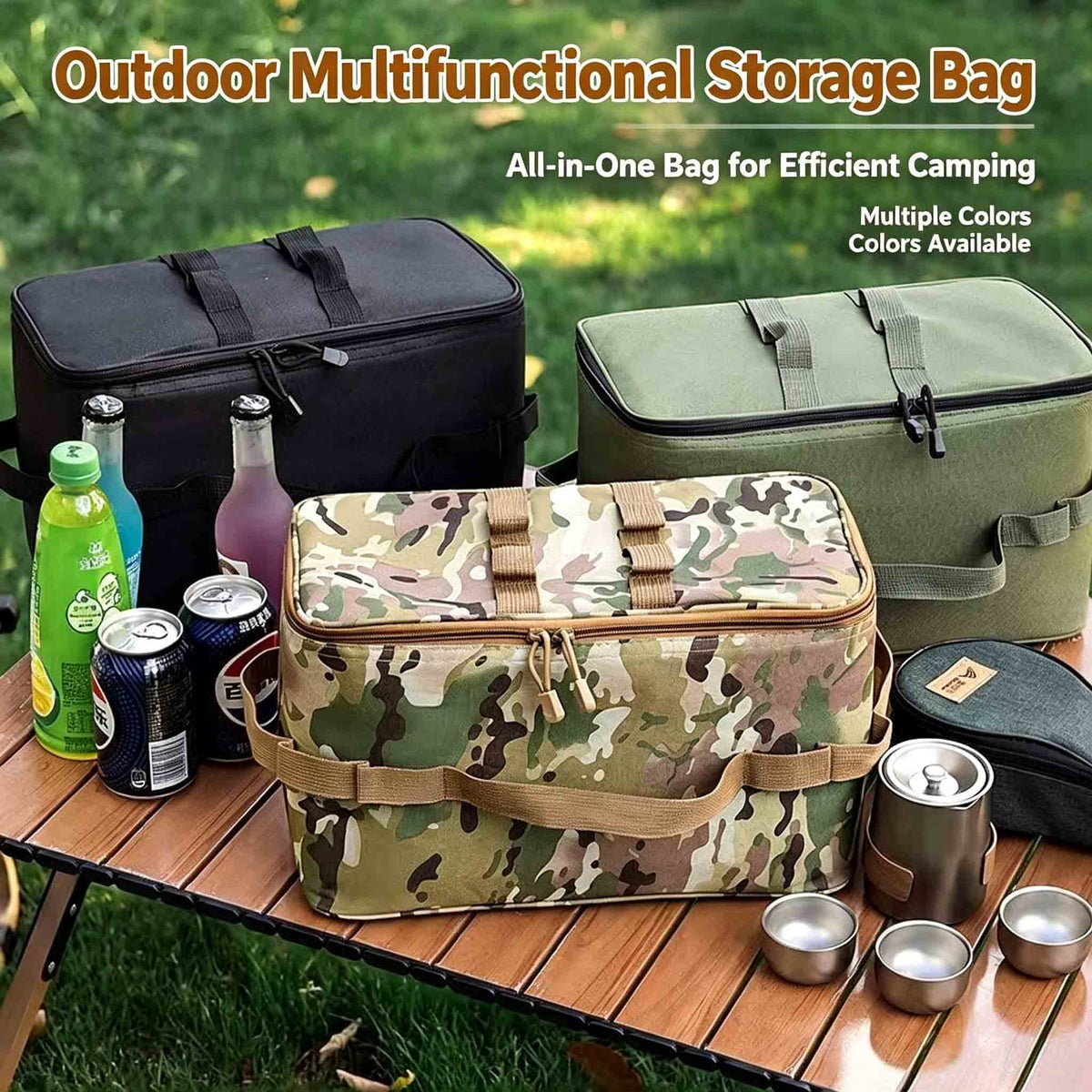 Camping Cookware Storage Bag, Outdoor Portable Picnic Gear Carry Bag