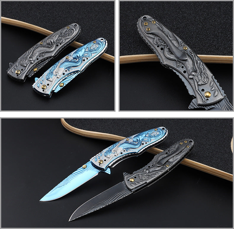 Mermaid‑Embossed Handle Folding Collectible EDC Ornament