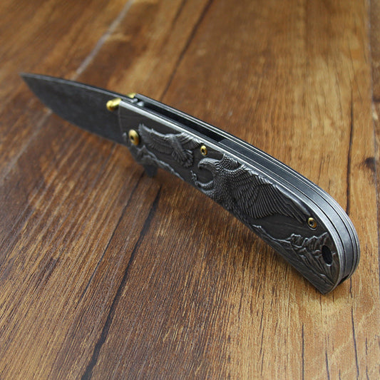 Animal Embossed Handle Folding Collectible EDC Display Piece