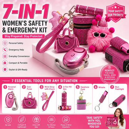 7-in-1 Women's Self-Defense Alarm Kit Personal Alarm