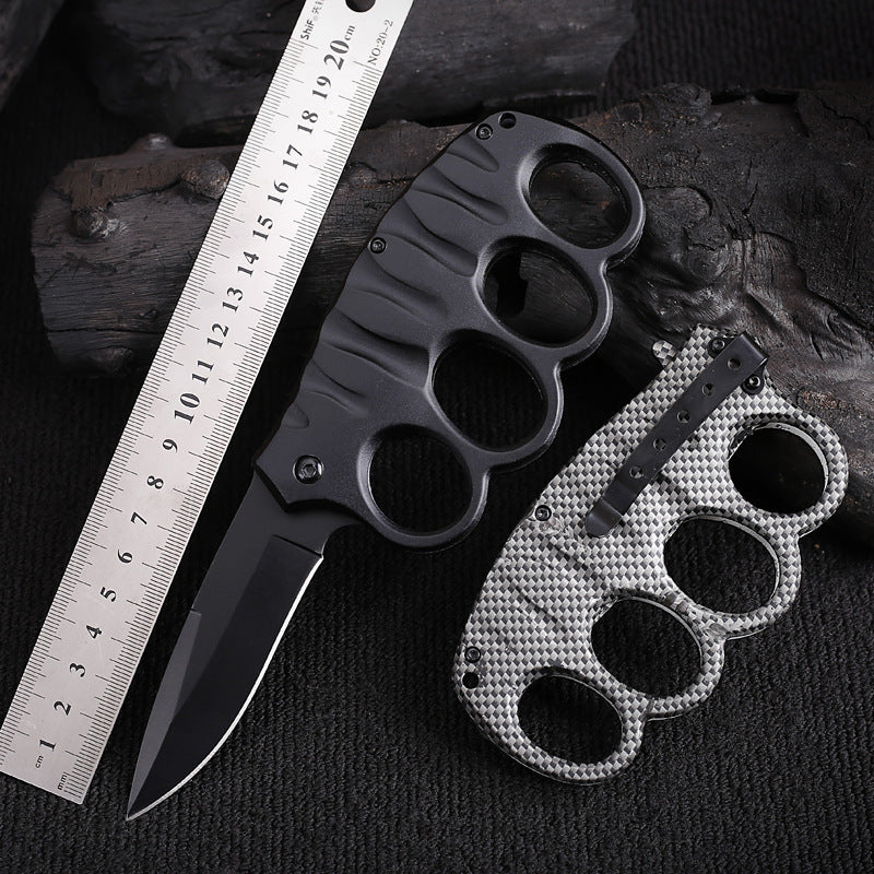 Multifunktionales Vierloch-Outdoor-Werkzeug aus schwarzbeschichtetem Titancarbon