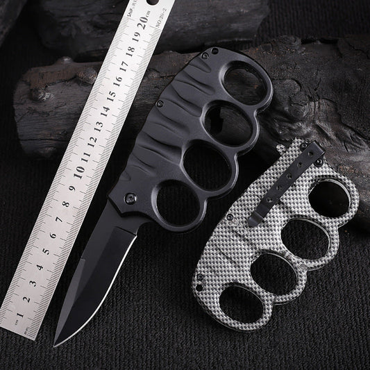 Multifunktionales Vierloch-Outdoor-Werkzeug aus schwarzbeschichtetem Titancarbon