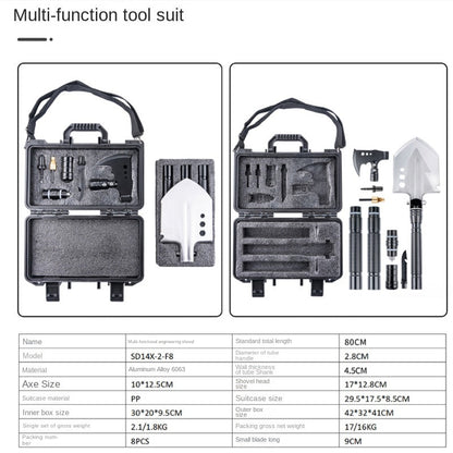 Kit multifunzione da esterno con pala e attrezzi