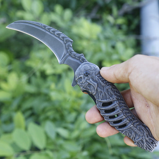 Utensile tascabile pieghevole da esterno goffrato con finitura Stone Wash