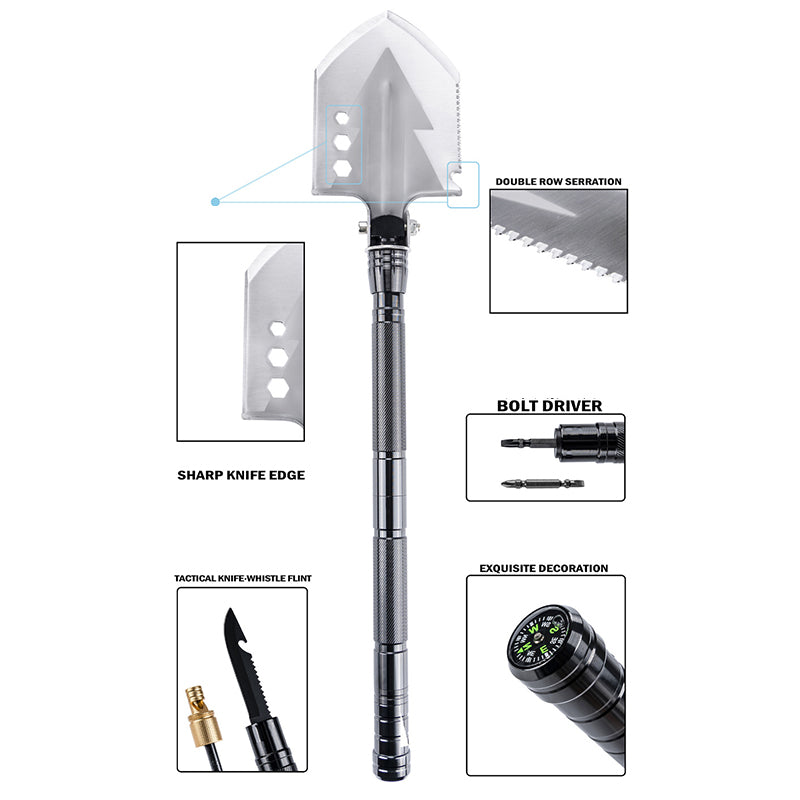 Kit multifunzione da esterno con pala e attrezzi