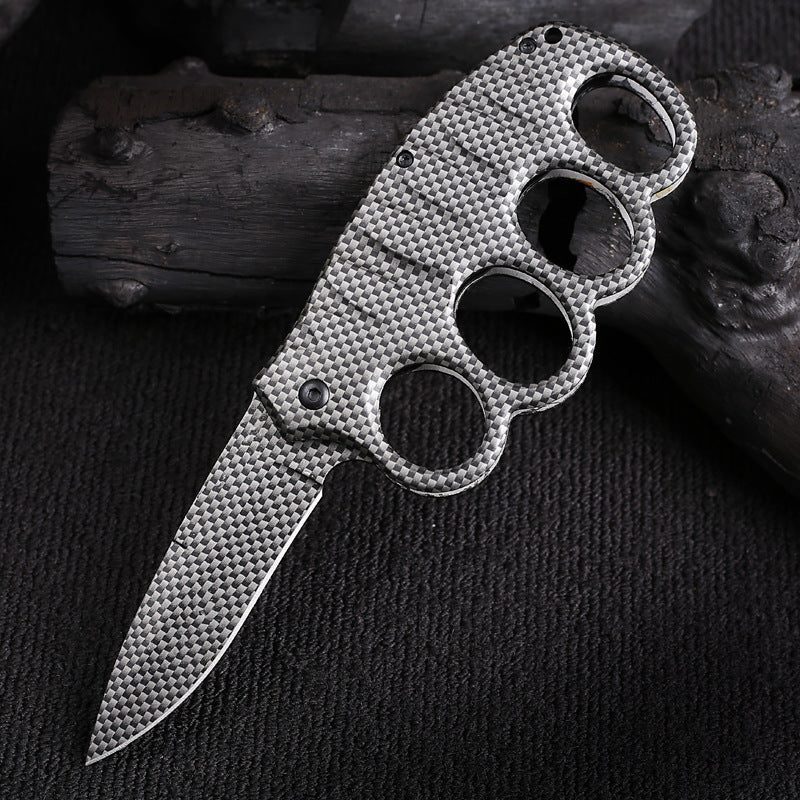 Multifunktionales Vierloch-Outdoor-Werkzeug aus schwarzbeschichtetem Titancarbon