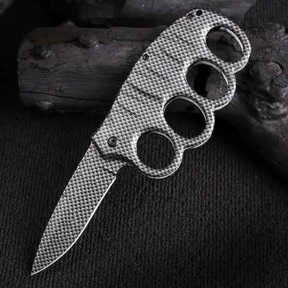 Multifunktionales Vierloch-Outdoor-Werkzeug aus schwarzbeschichtetem Titancarbon
