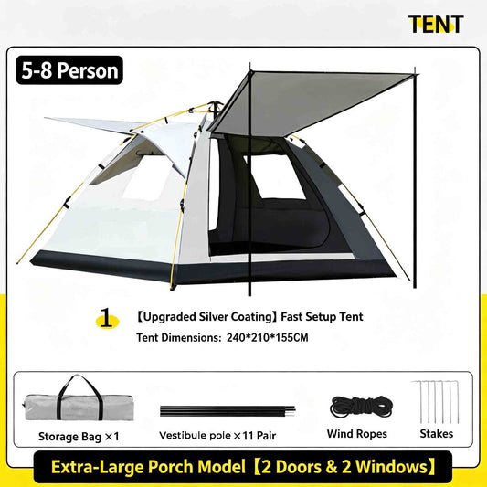 Extra-large vestibule model Foldable Instant Setup Rainproof Camping Tent