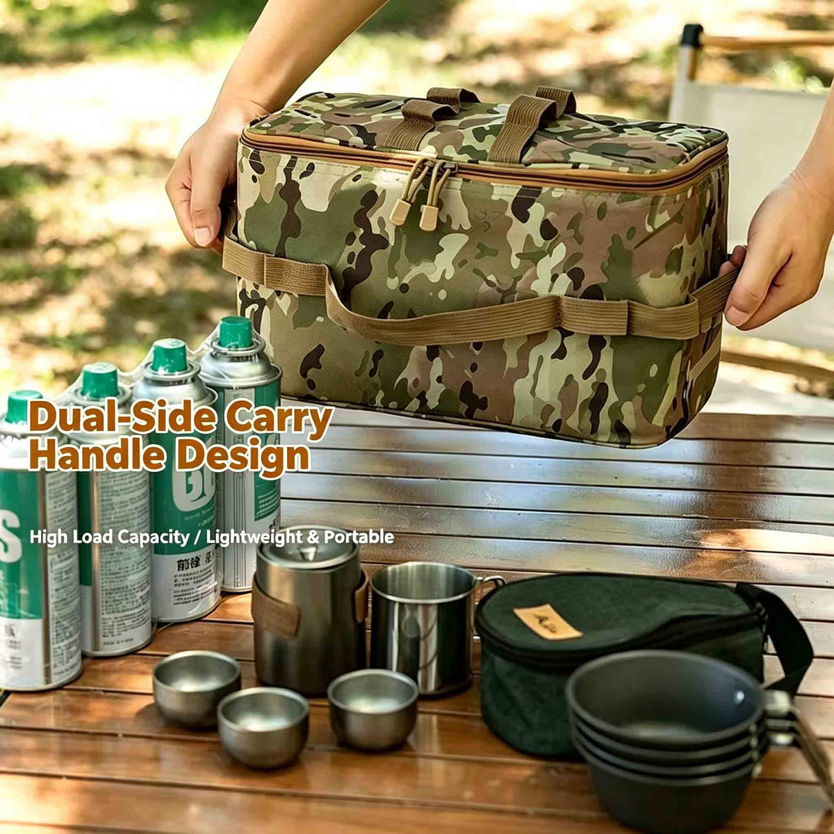 Camping Cookware Storage Bag, Outdoor Portable Picnic Gear Carry Bag