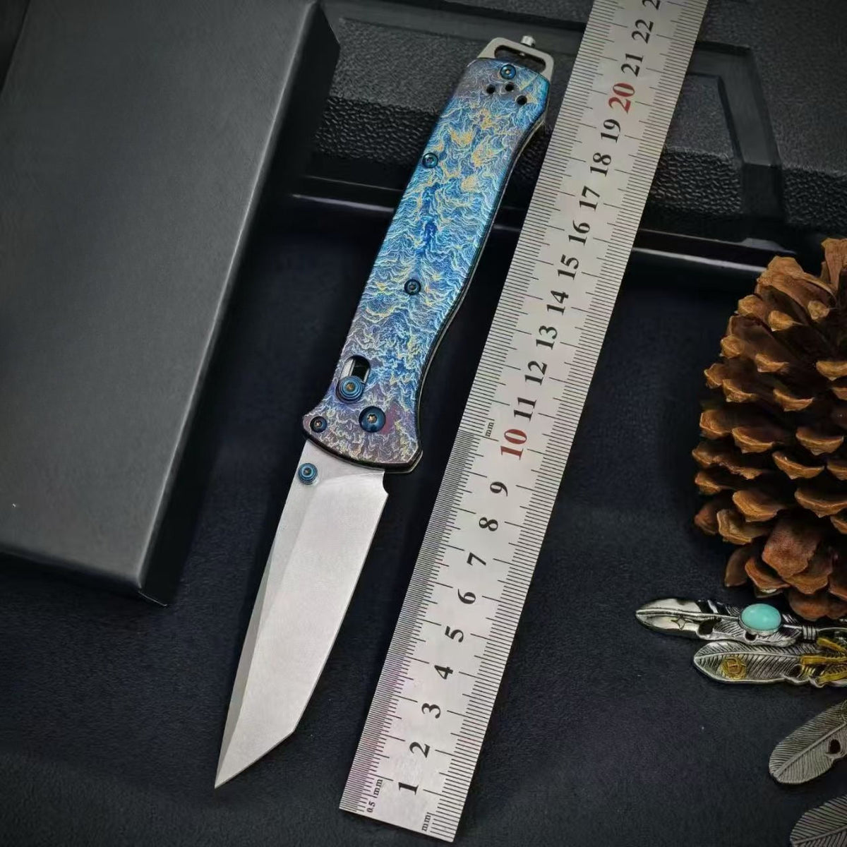 BM537BK TC4‑Titanium‑Alloy Lightning‑Pattern Outdoor Folding EDC Tool