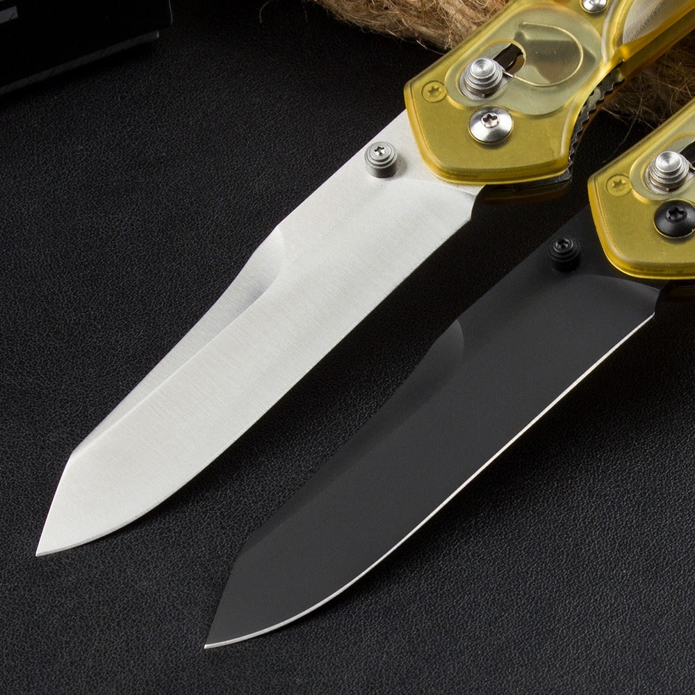 BM940 Transparent Gelber Griff D2 Stahl Outdoor-Klappwerkzeug