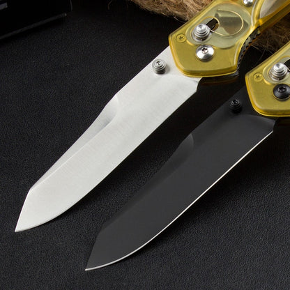 BM940 Transparent Gelber Griff D2 Stahl Outdoor-Klappwerkzeug