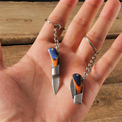 Mini-Klappschlüsselanhänger mit Holzgriff für Rucksack und Werkzeug