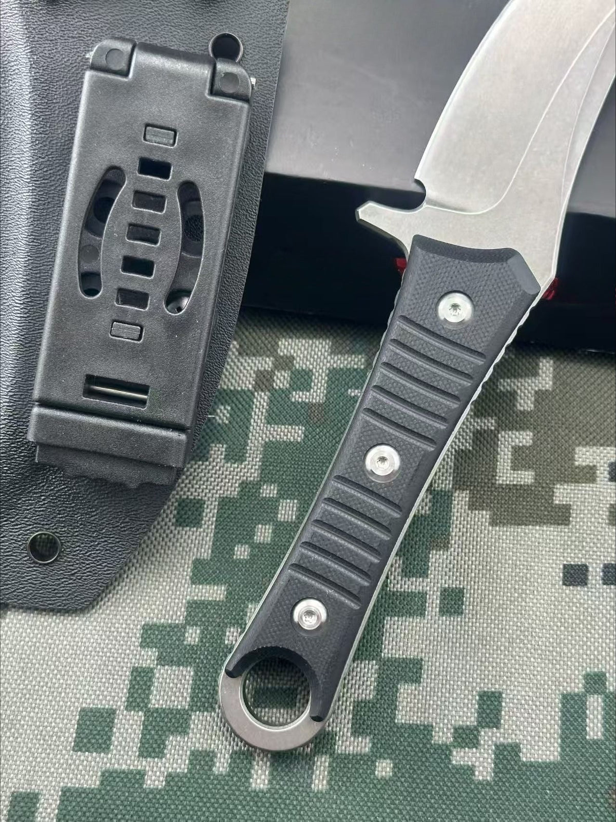 SBK D2‑Steel Stonewashed Black‑G10 Outdoor EDC Utility Tool