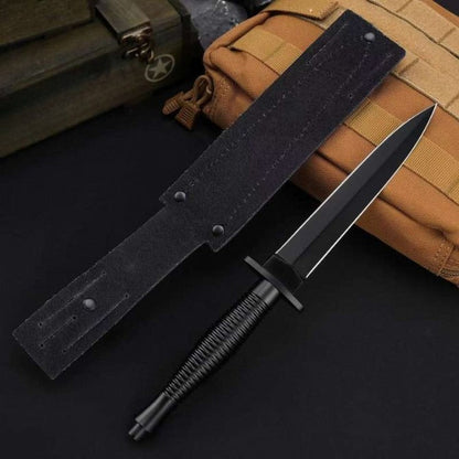 AUS‑10 All‑Steel 60HRC Leather‑Sheath Outdoor EDC Utility Tool