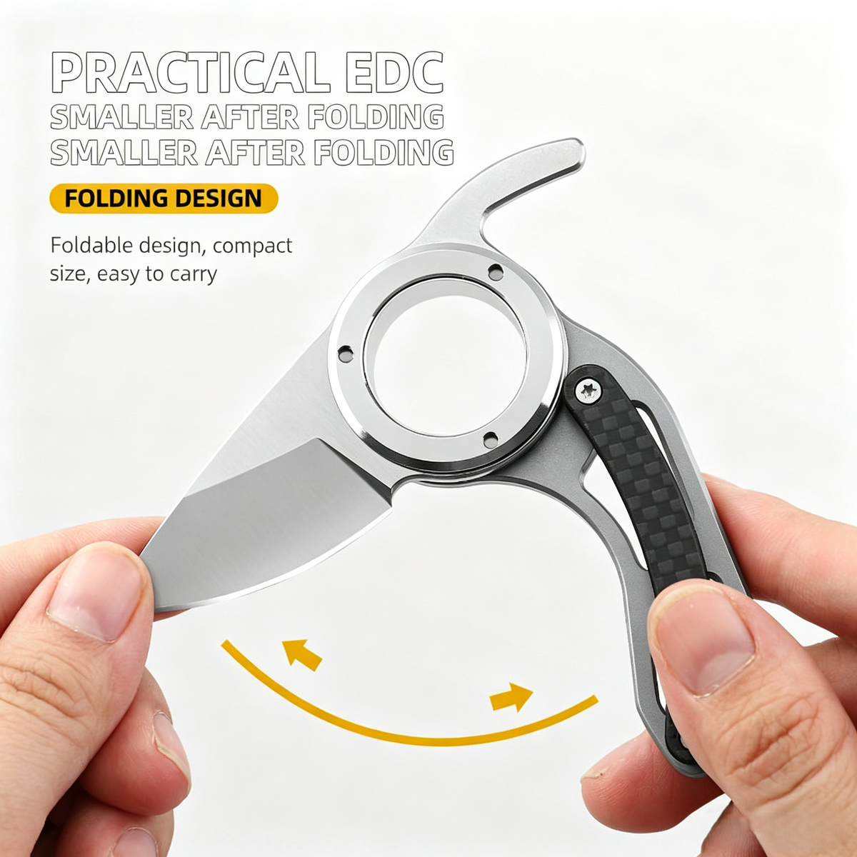 Mini Ring Folding Knife EDC Portable Multipurpose Pocket Knife G10 Handle Outdoor Carrying Gear Details