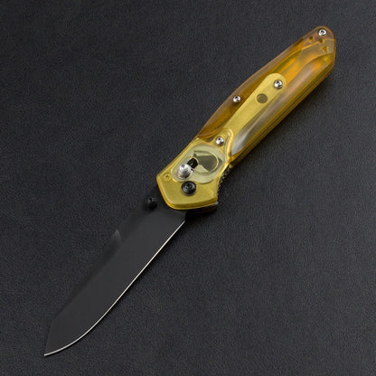 BM940 Transparent Gelber Griff D2 Stahl Outdoor-Klappwerkzeug