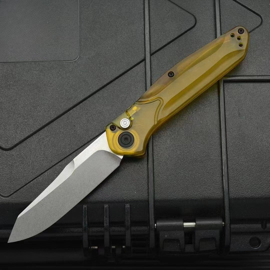 BM9400 PEA Transparent Handle D2 Steel Outdoor Portable Tool
