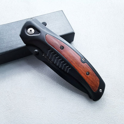 Utensile pieghevole da esterno con manico in acciaio G10 e lama in legno massiccio DA315