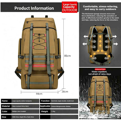 130L Large Capacity Outdoor Travel Camping Backpack