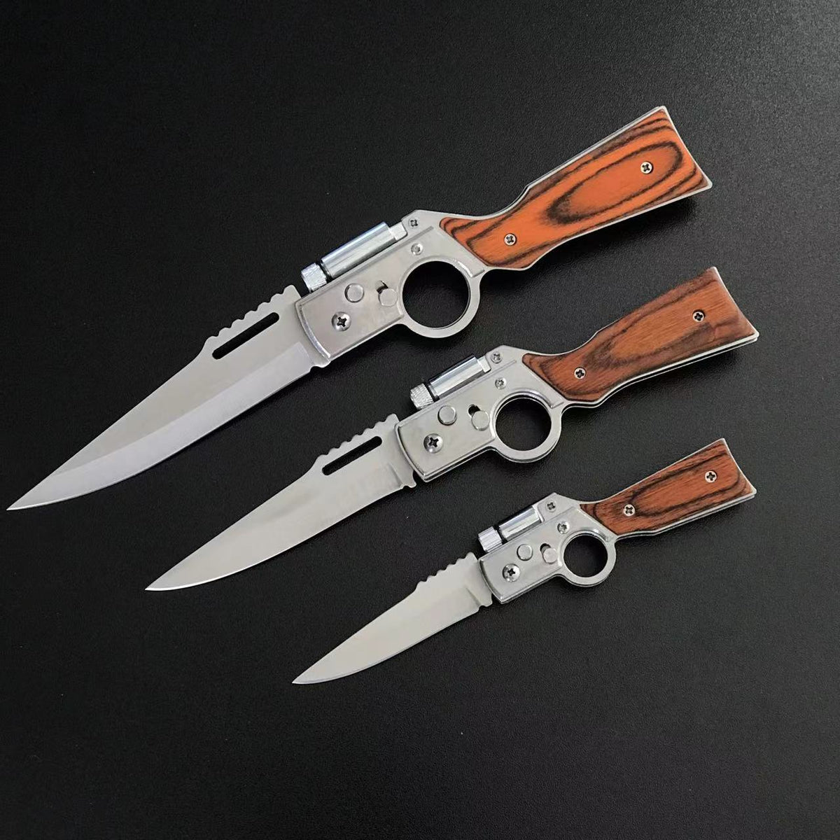Wood‑Textured Handle Folding Hobby Collectible Pocket Decor Tool